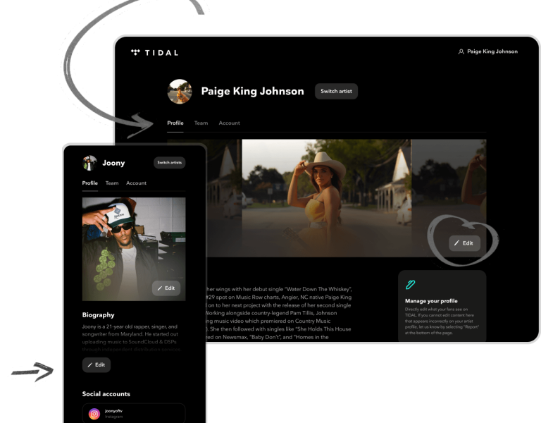 TIDAL's Artist Home